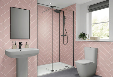 Antique Rose Herringbone Tile Multipanel Wall Panel